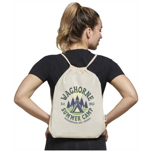 Sac avec cordon Oregon en coton recyclé 140 g/m² certifié GRS - 5