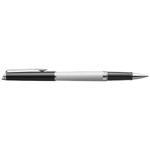 blanco/negro Rollerball con bloques de color y ribete plateado