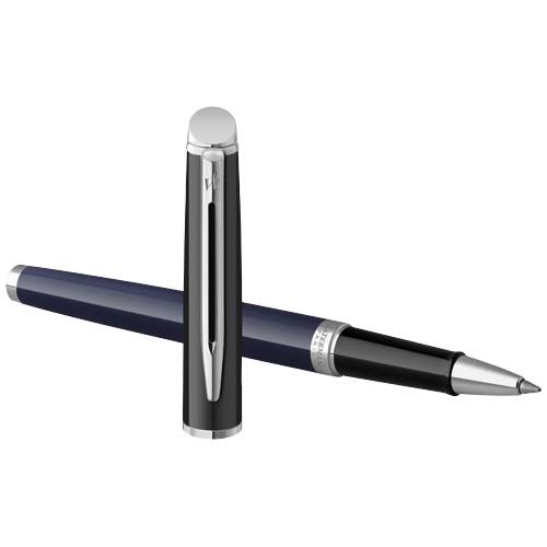 azul/negro Rollerball con bloques de color y ribete plateado
