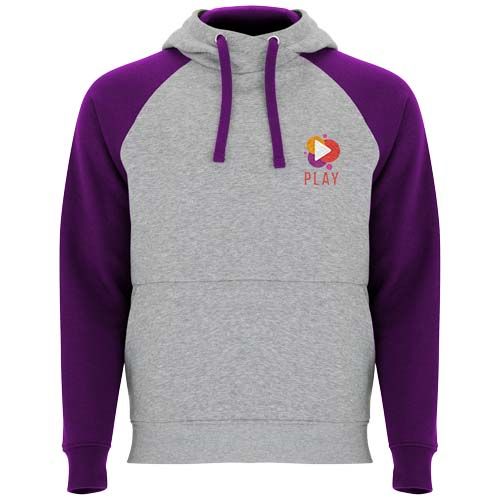 gris chiné/morado Sudadera con capucha bicolor unisex de 280 g/m²