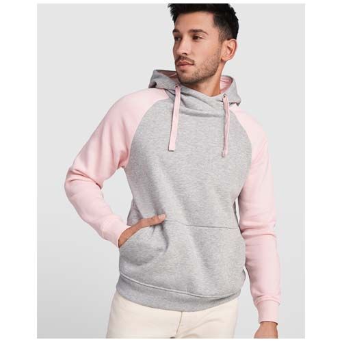 gris chiné/rosa claro Sudadera con capucha bicolor unisex