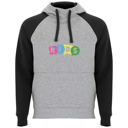 gris chiné/negro Sudadera con capucha bicolor infantil