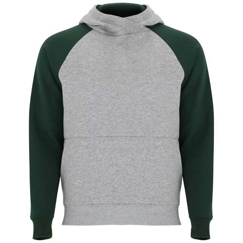 gris chiné/verde botella Sudadera con capucha bicolor infantil