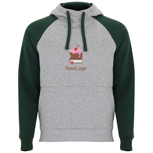 gris chiné/verde botella Sudadera con capucha bicolor infantil