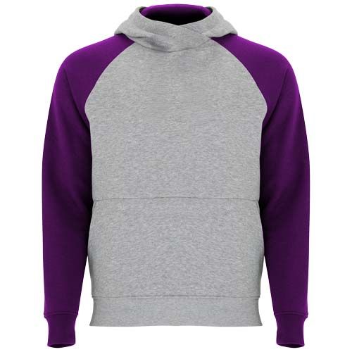 gris chiné/morado Sudadera con capucha bicolor infantil de 280 g/m²