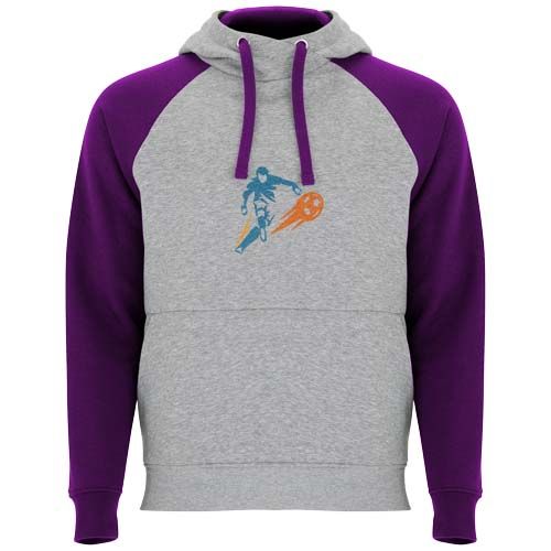 gris chiné/morado Sudadera con capucha bicolor infantil de 280 g/m²