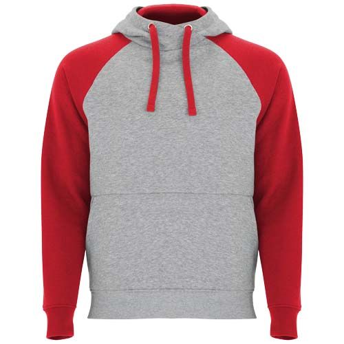 gris chiné/rojo Sudadera con capucha bicolor infantil