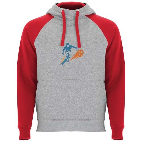 gris chiné/rojo Sudadera con capucha bicolor infantil