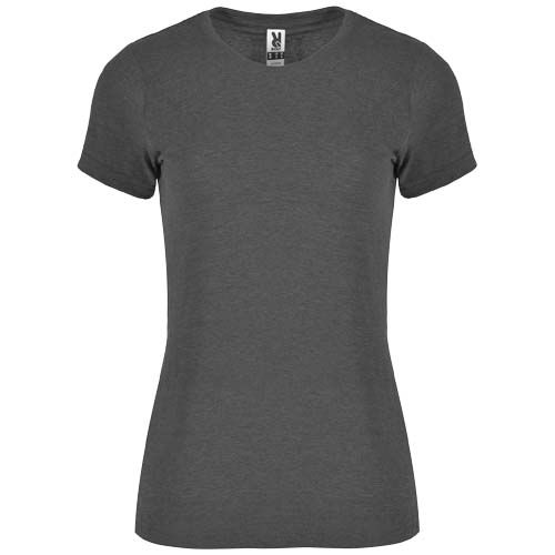 negro chiné Camiseta de manga corta para mujer