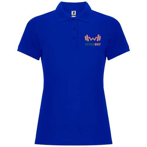 blue Polo de manga corta para mujer de 220 g/m²