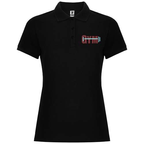 black Polo de manga corta para mujer de 220 g/m² Pegaso Premium