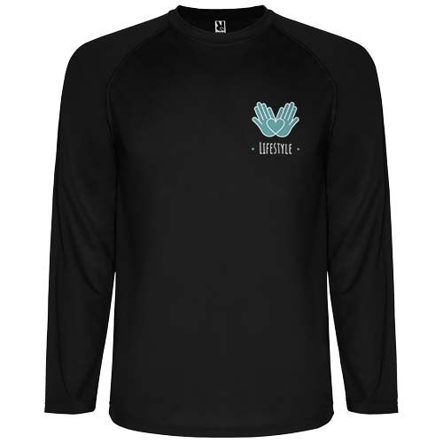black Camiseta deportiva hombre Montecarlo de manga de 150 g/m² larga
