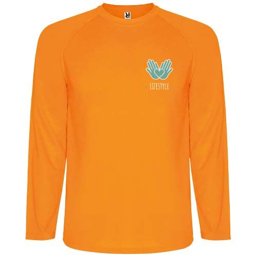 naranja fluo Camiseta deportiva hombre Montecarlo de manga de 150 g/m² larga