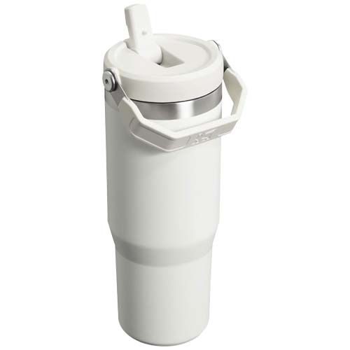 blanco escarchado Vaso con pajita plegable de 890 ml