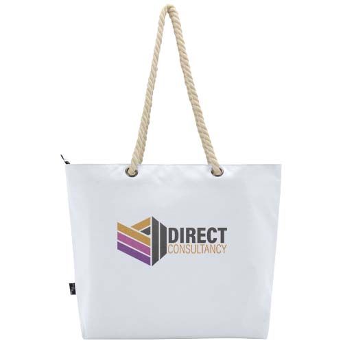 Bolsa de playa refrigeradora de material reciclado GRS con asas de cuerda 