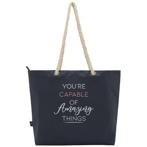 Bolsa de playa refrigeradora de material reciclado GRS con asas de cuerda 