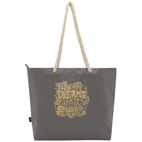 Bolsa de playa refrigeradora de material reciclado GRS con asas de cuerda 