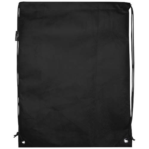 black Bolsa de tela sin tejer de material reciclado GRS con cordón de 5 l