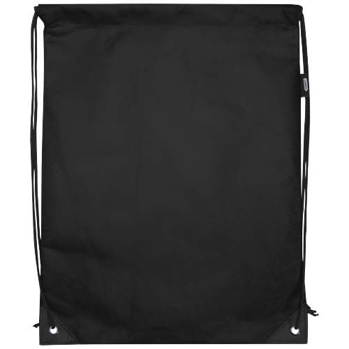 black Bolsa de tela sin tejer de material reciclado GRS con cordón de 5 l