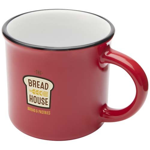 red Taza de cerámica de 240 ml “Bari” con acabado brillante