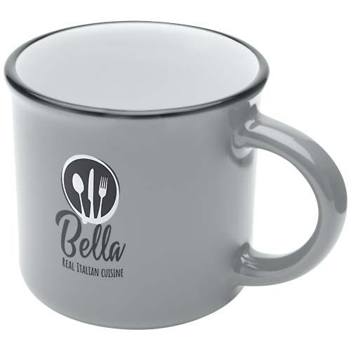 gray Taza de cerámica de 240 ml “Bari” con acabado brillante