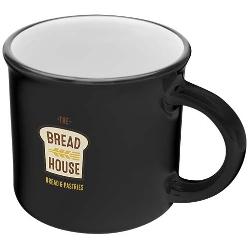 black Taza de cerámica de 240 ml “Bari” con acabado brillante