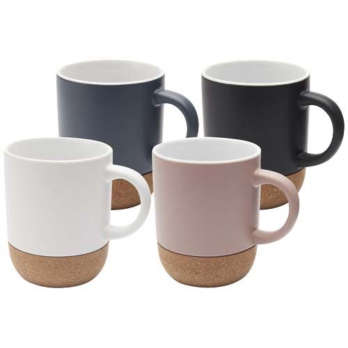 Taza de cerámica de 300 ml con detalles de corcho y acabado mate 