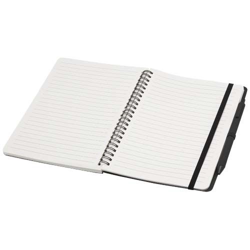 black Libreta de tapa dura A5 de plástico procedente del océano con bolígrafo