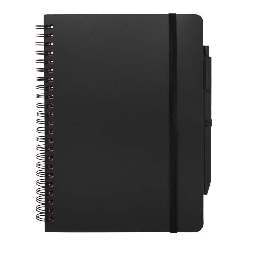 black Libreta de tapa dura A5 de plástico procedente del océano con bolígrafo