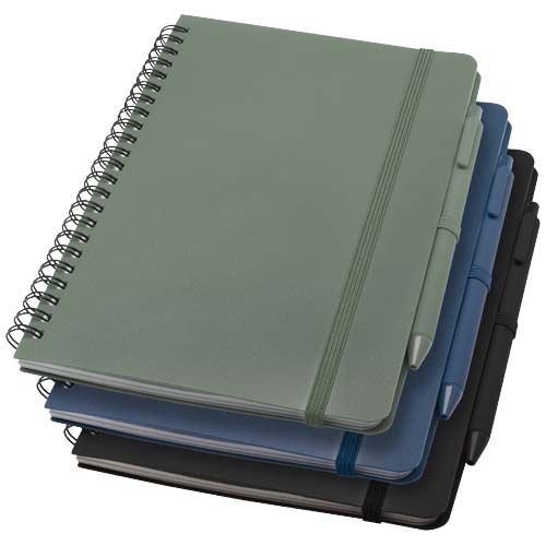 black Libreta de tapa dura A5 de plástico procedente del océano con bolígrafo