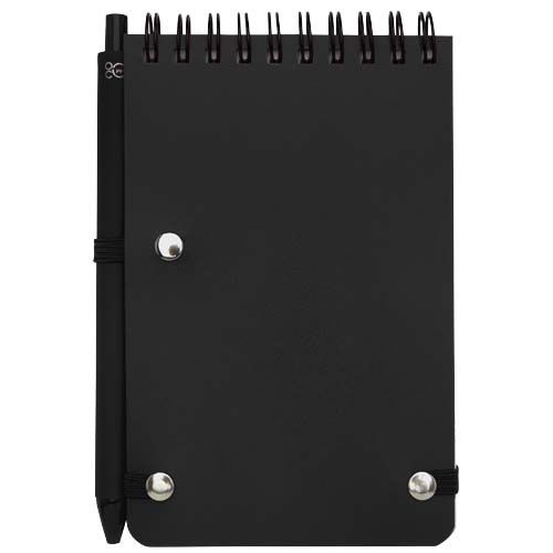 black Libreta de tapa dura A6 de plástico procedente del océano con bolígrafo