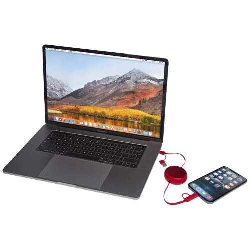 Câble rétractable 5 en 1 Alasia de 100 cm en plastique recyclé et aluminium pour la synchronisation des données et la charge rapide de 45 W - 8