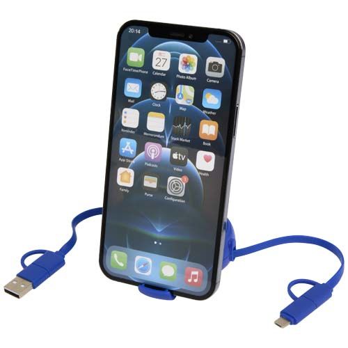azulón Cable retráctil 5 en 1 de 100 cm de plástico reciclado y aluminio para sincronización de datos y carga rápida de 45 W