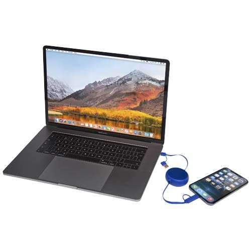 azulón Cable retráctil 5 en 1 de 100 cm de plástico reciclado y aluminio para sincronización de datos y carga rápida de 45 W