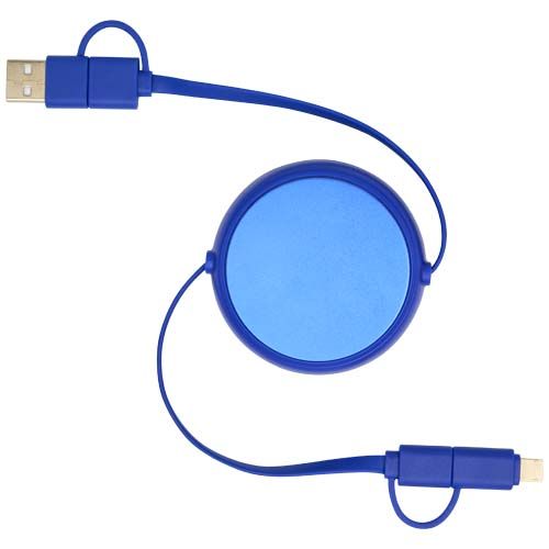 azulón Cable retráctil 5 en 1 de 100 cm de plástico reciclado y aluminio para sincronización de datos y carga rápida de 45 W