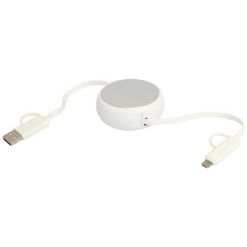 plateado Cable retráctil 5 en 1 de 100 cm de plástico reciclado y aluminio para sincronización de datos y carga rápida de 45 W