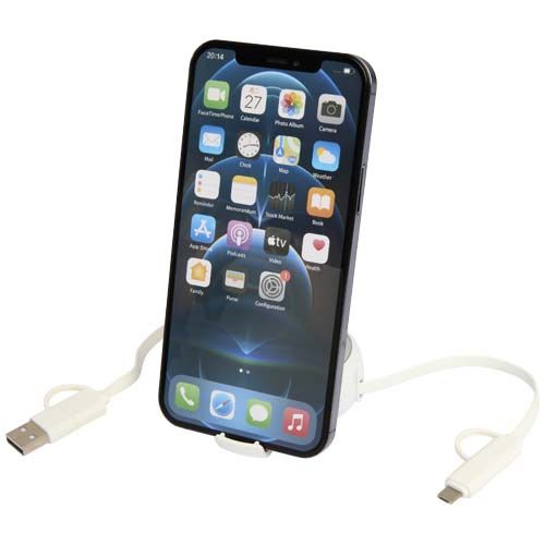 plateado Cable retráctil 5 en 1 de 100 cm de plástico reciclado y aluminio para sincronización de datos y carga rápida de 45 W