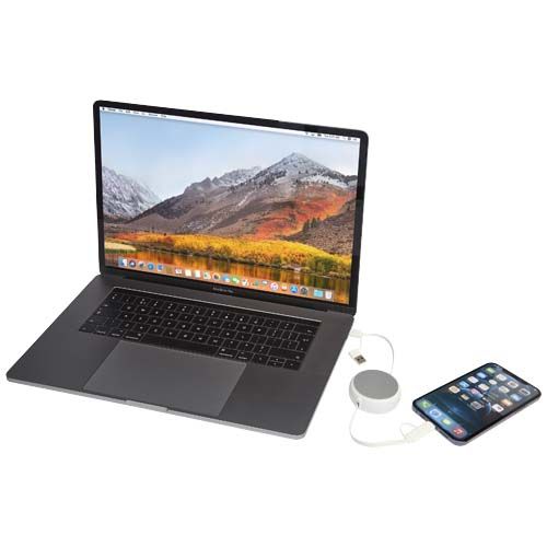 plateado Cable retráctil 5 en 1 de 100 cm de plástico reciclado y aluminio para sincronización de datos y carga rápida de 45 W