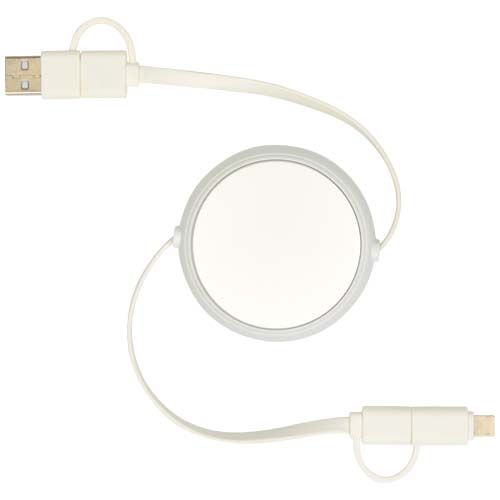 plateado Cable retráctil 5 en 1 de 100 cm de plástico reciclado y aluminio para sincronización de datos y carga rápida de 45 W