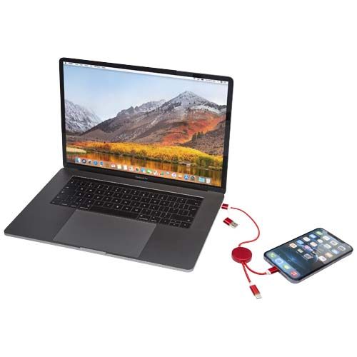 red Cable 5 en 1 de aluminio y plástico reciclado de 30 cm para sincronización de datos y carga rápida de 27 W
