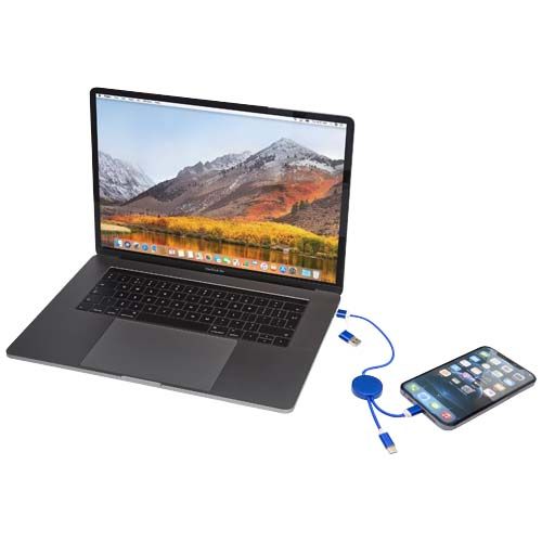 azulón Cable 5 en 1 de aluminio y plástico reciclado de 30 cm para sincronización de datos y carga rápida de 27 W