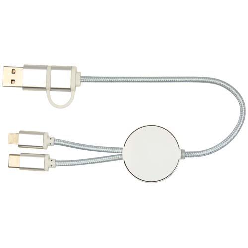 plateado Cable 5 en 1 de aluminio y plástico reciclado de 30 cm para sincronización de datos y carga rápida de 27 W