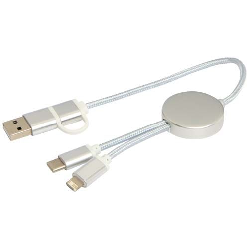 plateado Cable 5 en 1 de aluminio y plástico reciclado de 30 cm para sincronización de datos y carga rápida de 27 W