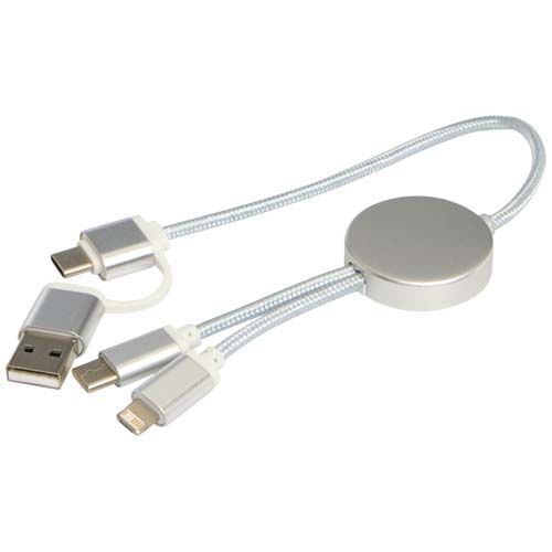 plateado Cable 5 en 1 de aluminio y plástico reciclado de 30 cm para sincronización de datos y carga rápida de 27 W