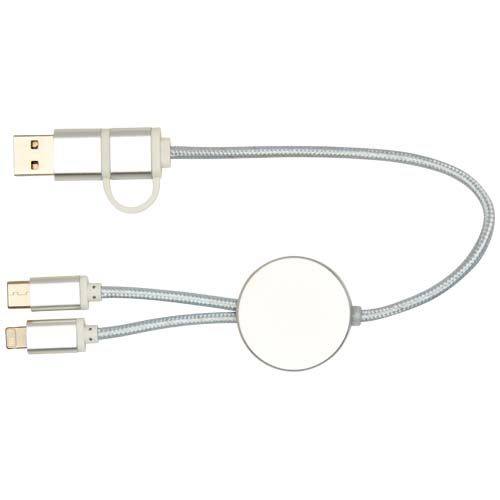 plateado Cable 5 en 1 de aluminio y plástico reciclado de 30 cm para sincronización de datos y carga rápida de 27 W