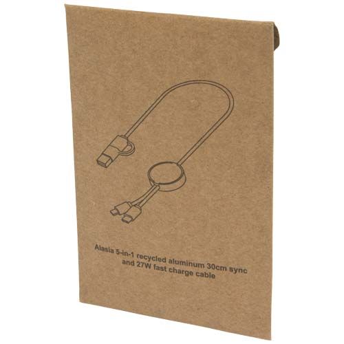 plateado Cable 5 en 1 de aluminio y plástico reciclado de 30 cm para sincronización de datos y carga rápida de 27 W