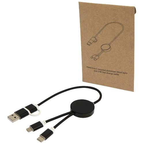 Cable 5 en 1 de aluminio y plástico reciclado de 30 cm para sincronización de datos y carga rápida de 27 W 