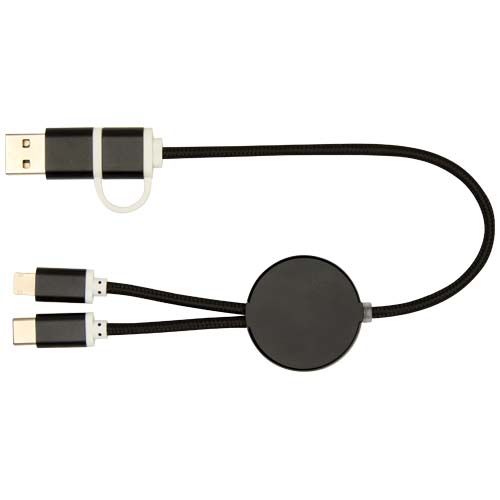 black Cable 5 en 1 de aluminio y plástico reciclado de 30 cm para sincronización de datos y carga rápida de 27 W
