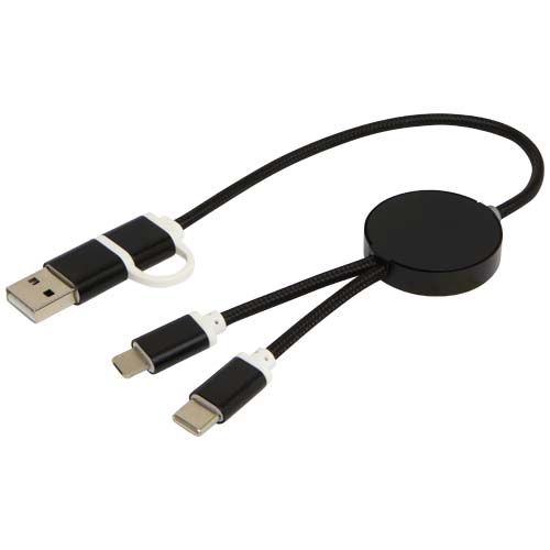 black Cable 5 en 1 de aluminio y plástico reciclado de 30 cm para sincronización de datos y carga rápida de 27 W