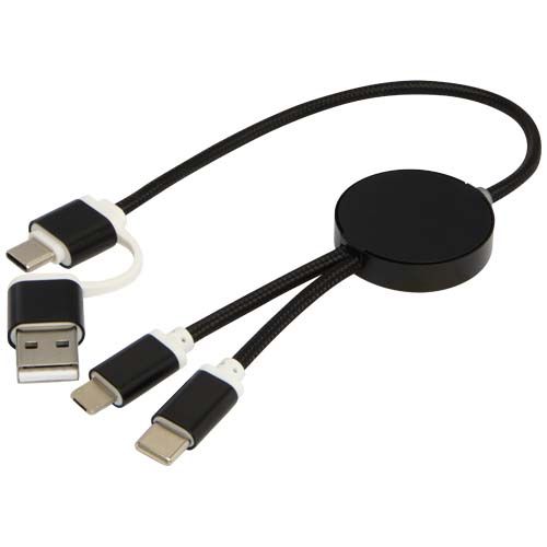 black Cable 5 en 1 de aluminio y plástico reciclado de 30 cm para sincronización de datos y carga rápida de 27 W
